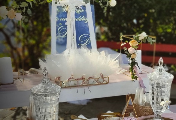 Βραχιολάκι Bride & Team Bride με λουλούδι σατέν – σετ 10 τμχ.