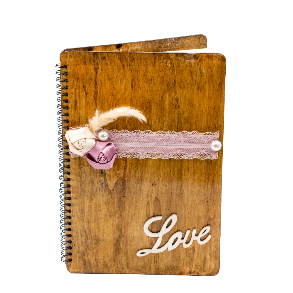 Βιβλίο ευχών ξύλινο σκούρο Love
